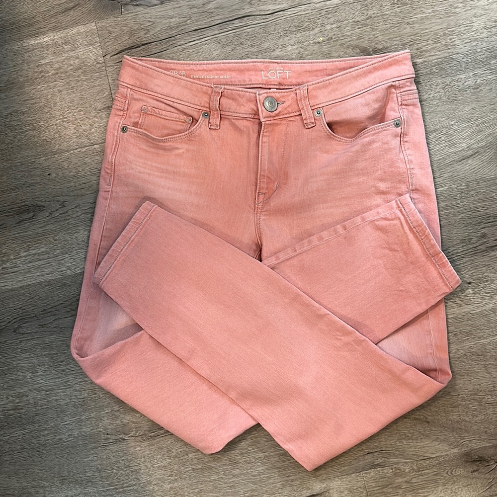 Ann Taylor Loft peach modern rise skinny ankle jeans 28/6